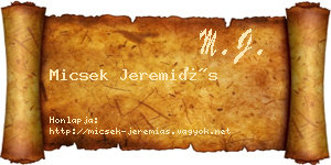 Micsek Jeremiás névjegykártya